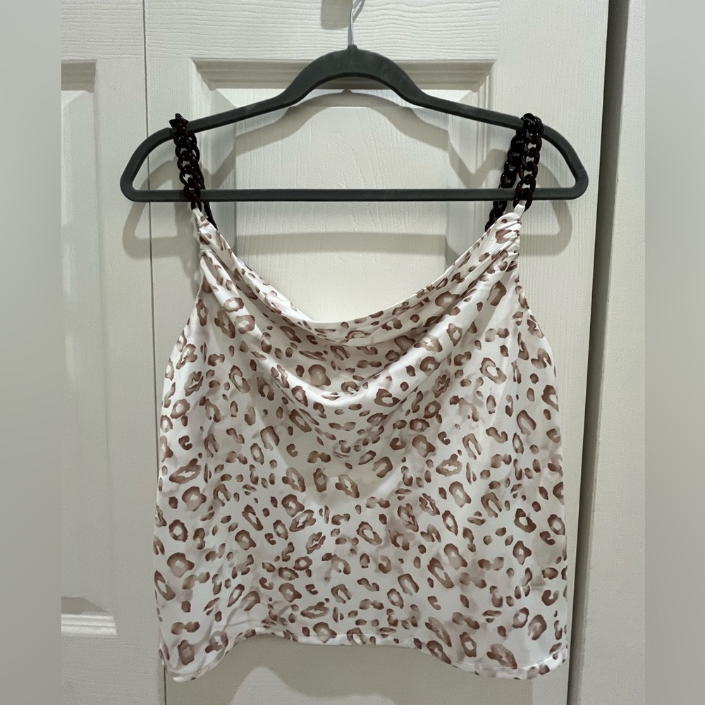 Leopard print cowl neck top